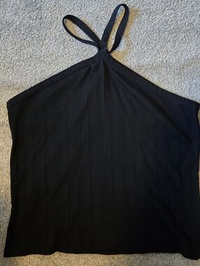 a.n.a. Black Ribbed Halter Tank Top Size 2X